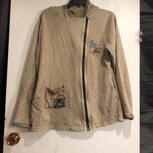 Blue Sky Boho Jacket in olive green/tan color.